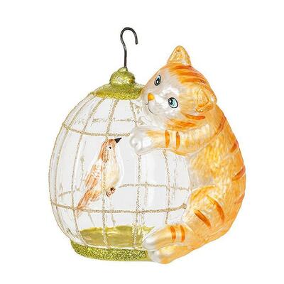 Cat on Birdcage Ornament