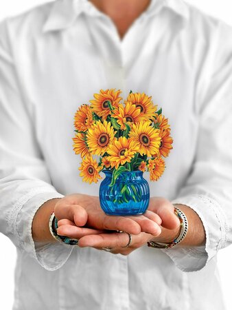 Sunflower Blue Vase Mini Card