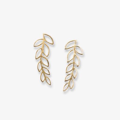 Brass Leaf Vine Earrings