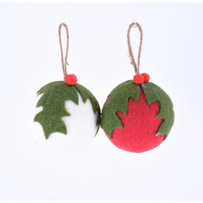 Red/Green Holly Ball Ornament